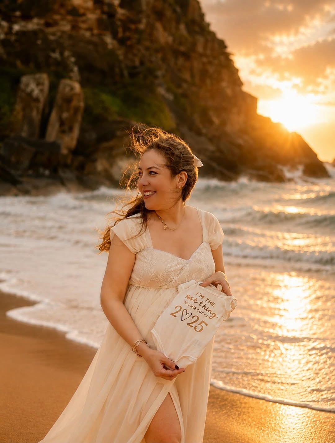 Maternity portrait at sunset